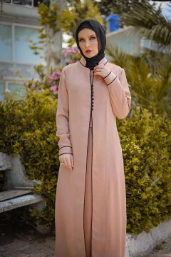 Tone Silk Abaya and Dress Set - With Belt - Фото 1