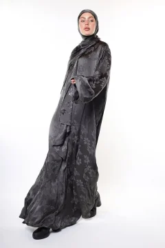 ثوب صلاة من الحرير الملكي – يلمع برشاقة فضية وأنماط زهور (هدية شال) - Фото 7