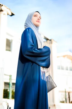 عباية حريرية زرقاء رائعة - Фото 7