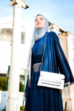 عباية حريرية زرقاء رائعة - Фото 4