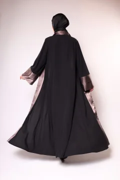 عباية ساتان اسود بكنار نحاسي - Фото 8