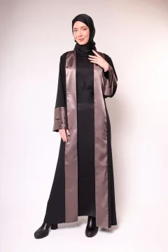 عباية ساتان اسود بكنار نحاسي - Фото 6