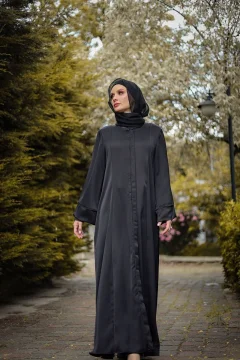 حرير كريب أسود فيراس (عباية فقط) - Фото 6