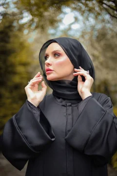 حرير كريب أسود فيراس (عباية فقط) - Фото 5