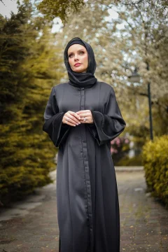 حرير كريب أسود فيراس (عباية فقط) - Фото 4