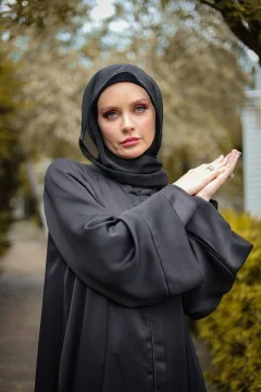 حرير كريب أسود فيراس (عباية فقط) - Фото 8