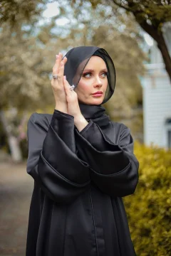 حرير كريب أسود فيراس (عباية فقط) - Фото 7