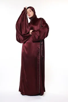 فستان حجاب عنابي فاخر - Фото 8