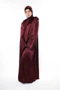 فستان حجاب عنابي فاخر - Фото 5