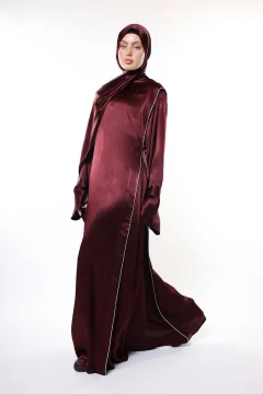 فستان حجاب عنابي فاخر - Фото 4