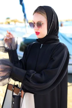 فستان سهرة لون أسود (مقاس كبير) - Фото 6