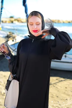 فستان سهرة لون أسود (مقاس كبير) - Фото 3