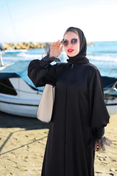 فستان سهرة لون أسود (مقاس كبير) - Фото 4