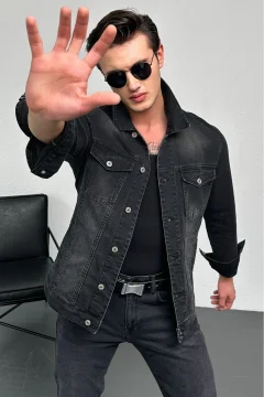 جاكيت جينز رجالي رمادي - Фото 7