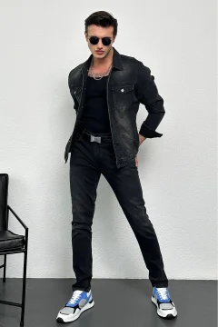 جاكيت جينز رجالي رمادي - Фото 2