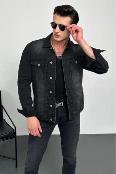 جاكيت جينز رجالي رمادي - Фото 9