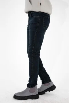 جينز رجالي باللون الكحلي الداكن - Фото 8