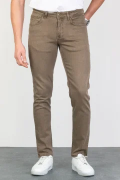 جينز رجالي من قماش الدنيم المرن من الليكرا - جملي فاتح - Фото 5