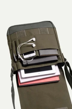 حقيبة ظهر للجنسين باللون الزتوني الغامق - Фото 3