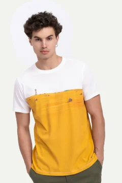 t -shirtللجنسين ابيض و اصفر مطبوع - Фото 3