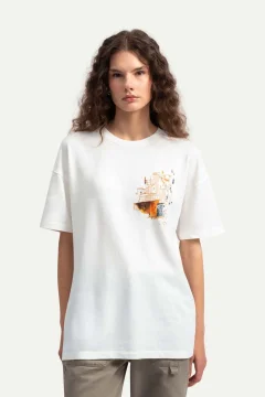 t -shirtللجنسين ابيض مطبوع - Фото 4