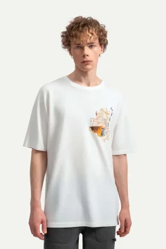 t -shirtللجنسين ابيض مطبوع - Фото 2