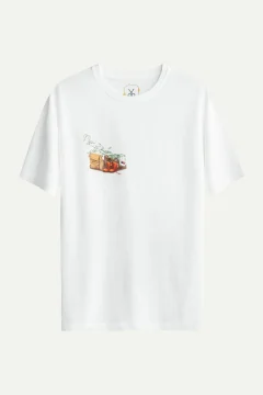 t -shirtللجنسين ابيض مطبوع - Фото 1