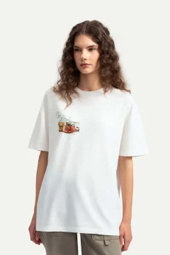 t -shirtللجنسين ابيض مطبوع - Фото 4