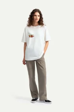 t -shirtللجنسين ابيض مطبوع - Фото 5