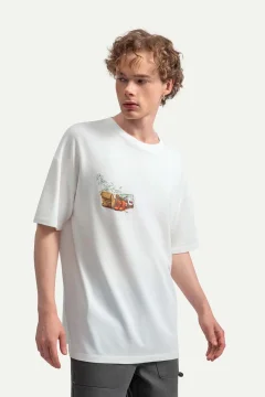 t -shirtللجنسين ابيض مطبوع - Фото 2