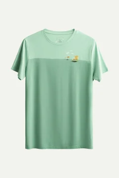 t -shirtللجنسين تصميم كبير الحجم لون اخضر مائي مطبوع - Фото 1