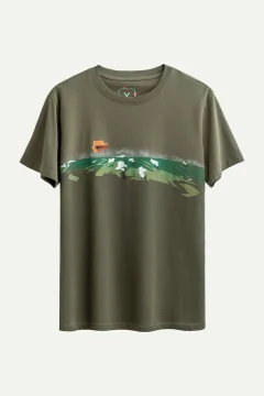t -shirtللجنسين تصميم كبير الحجم لون رمادي الفامق مطبوع - Фото 1