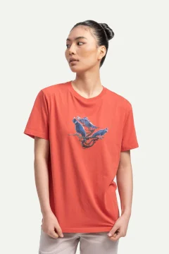 t -shirtللجنسين تصميم كبير الحجم لون مرجاني مطبوع - Фото 4