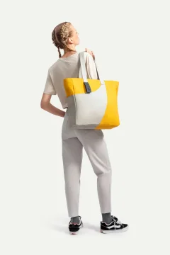 حقيبة يد للجنسين باللونين الاصفر والرمادي - Фото 8