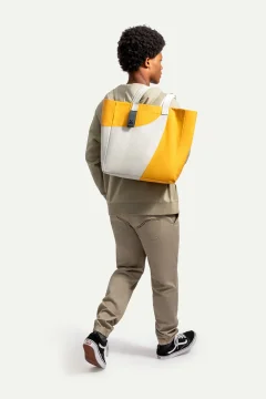 حقيبة يد للجنسين باللونين الاصفر والرمادي - Фото 7