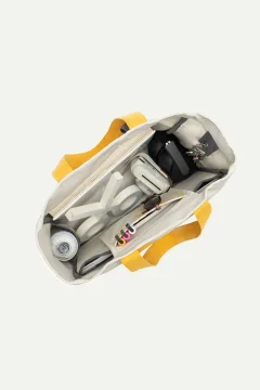 حقيبة يد للجنسين باللونين الرمادي والاصفر - Фото 5