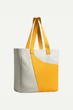 حقيبة يد للجنسين باللونين الرمادي والاصفر - Фото 6