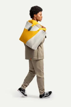 حقيبة يد للجنسين باللونين الرمادي والاصفر - Фото 7