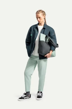 حقيبة يد للجنسين باللونين الاخضر والرمادي - Фото 4