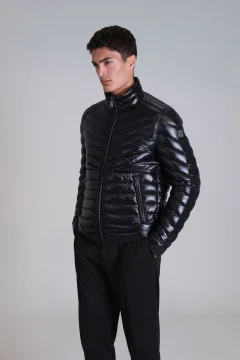 معطف رجالي باللون الأسود - Фото 3