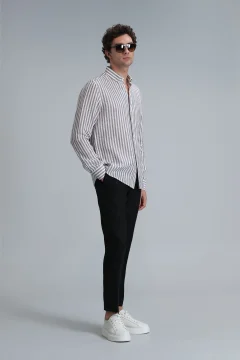 قميص رجالي أساسي جديد بقصة عادية بني - Фото 4