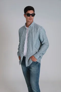 قميص رجالي أساسي باللون الأخضر - مقاس عادي - Фото 3