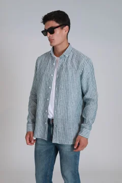 قميص رجالي أساسي باللون الأخضر - مقاس عادي - Фото 9