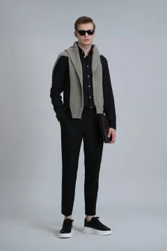 قميص كتان رجالي - بيتايا، مقاس مريح، أسود - Фото 6