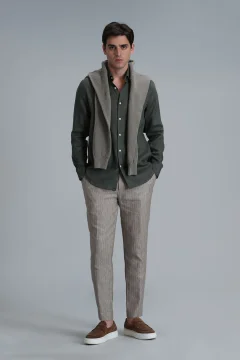 قميص كتان رجالي - بيتايا كومفورت فيت كاكي - Фото 2