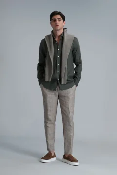 قميص كتان رجالي - بيتايا كومفورت فيت كاكي - Фото 8