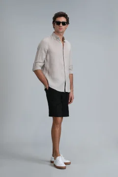 قميص كتان رجالي باللون البيج - Фото 2