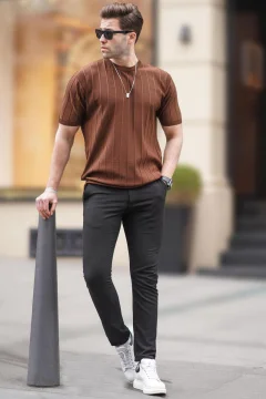 تي شيرت بني رجالي - Фото 2