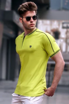 Apple Green Polo Neck Men's T-Shirt 9281 - Фото 1
