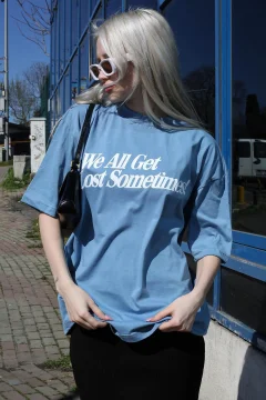 تي شيرت نسائي أزرق - Фото 9